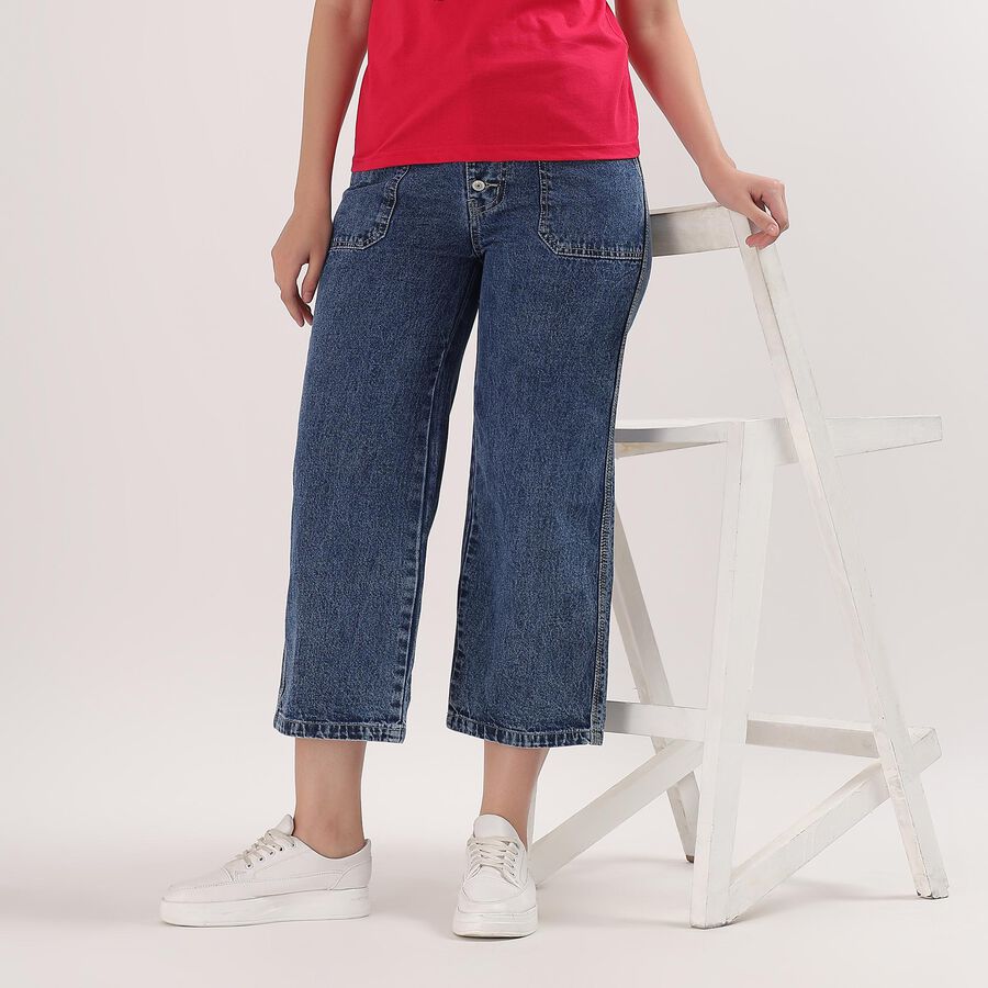 Ladies' 100% Cotton Jeans, Mid Blue, large image number null