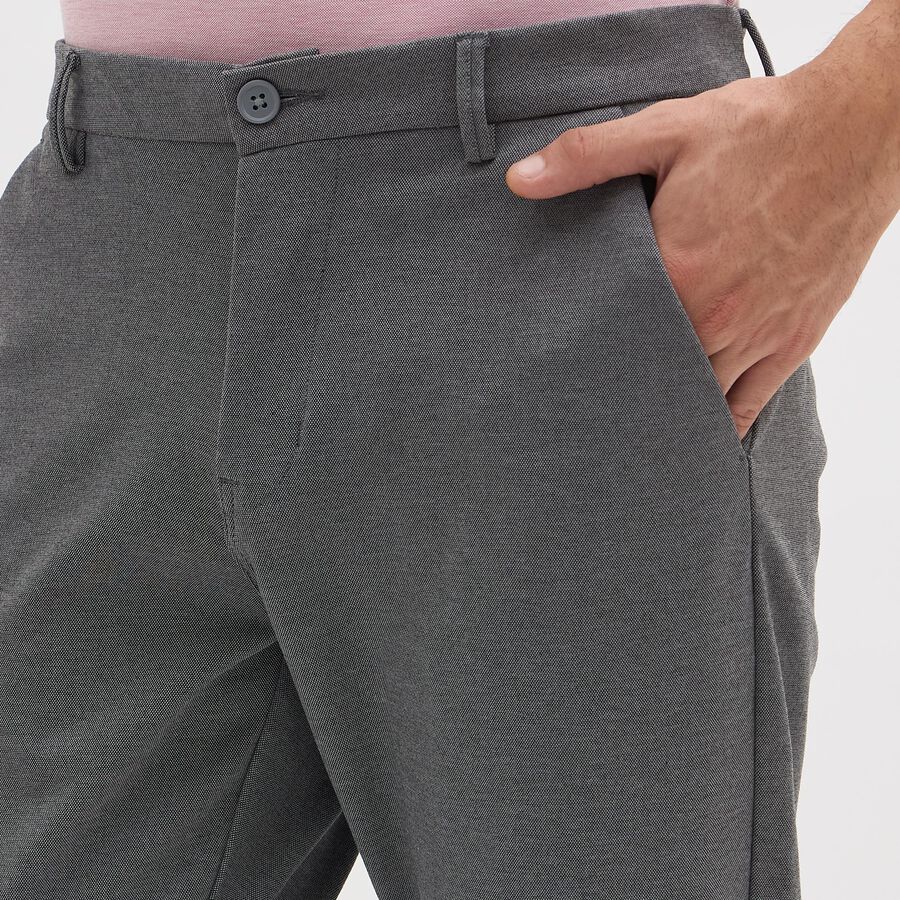 Men's Slim Fit Casual Trousers, Light Grey, large