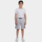 Boys Grey Regular Fit Casual Bermuda Shorts, Ecru Melange, small