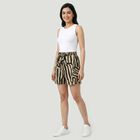 Women's Beige Regular Fit Printed Shorts, Beige, small