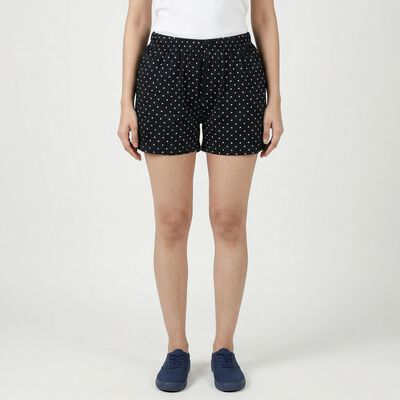 Women's Black Cotton Minimalist Shorts