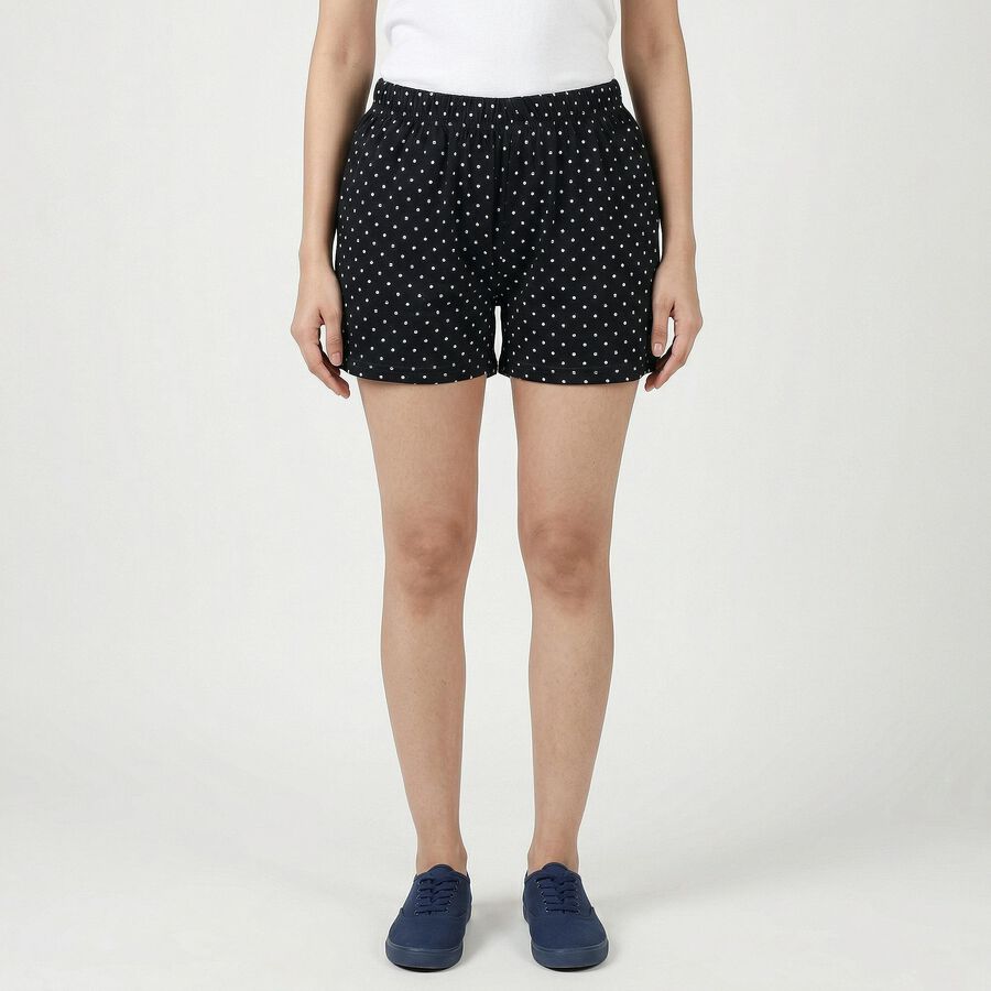 Women's Black Cotton Minimalist Shorts, Black, large
