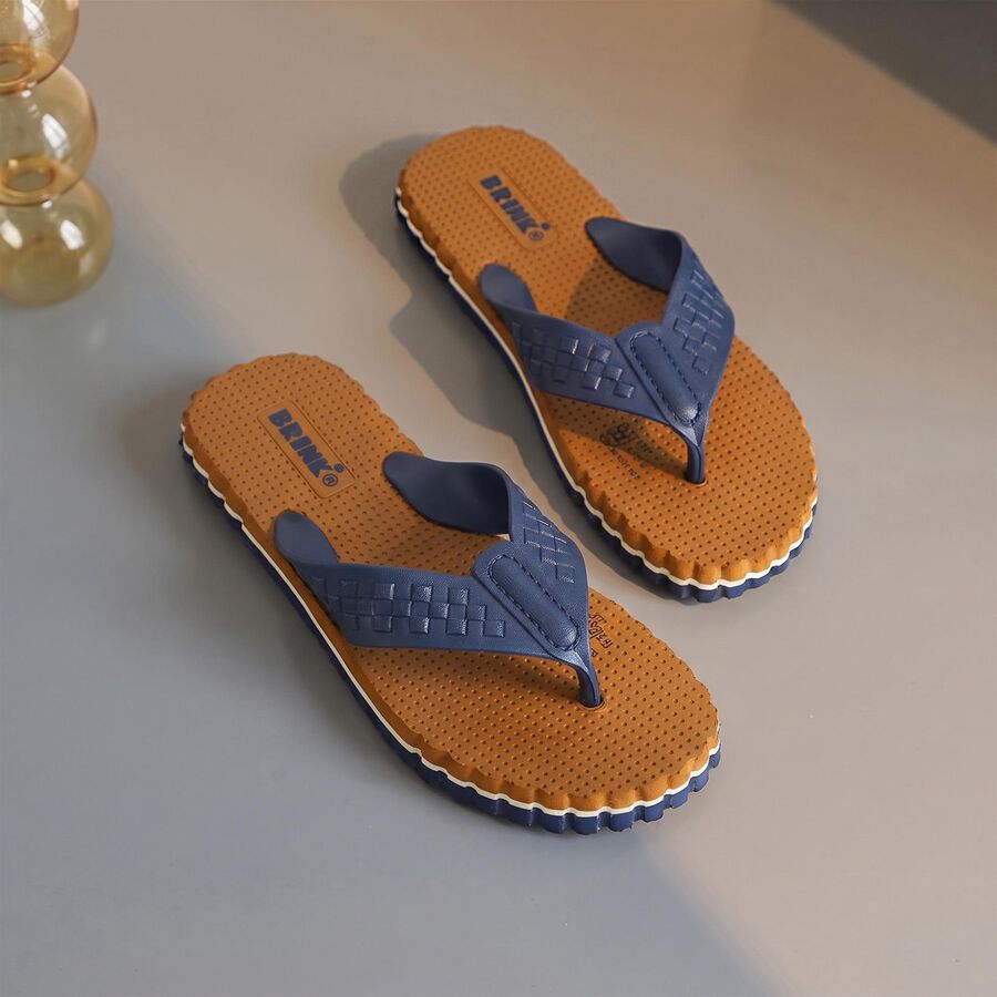 Men's Tan Flip-Flop Slippers, टैन, large