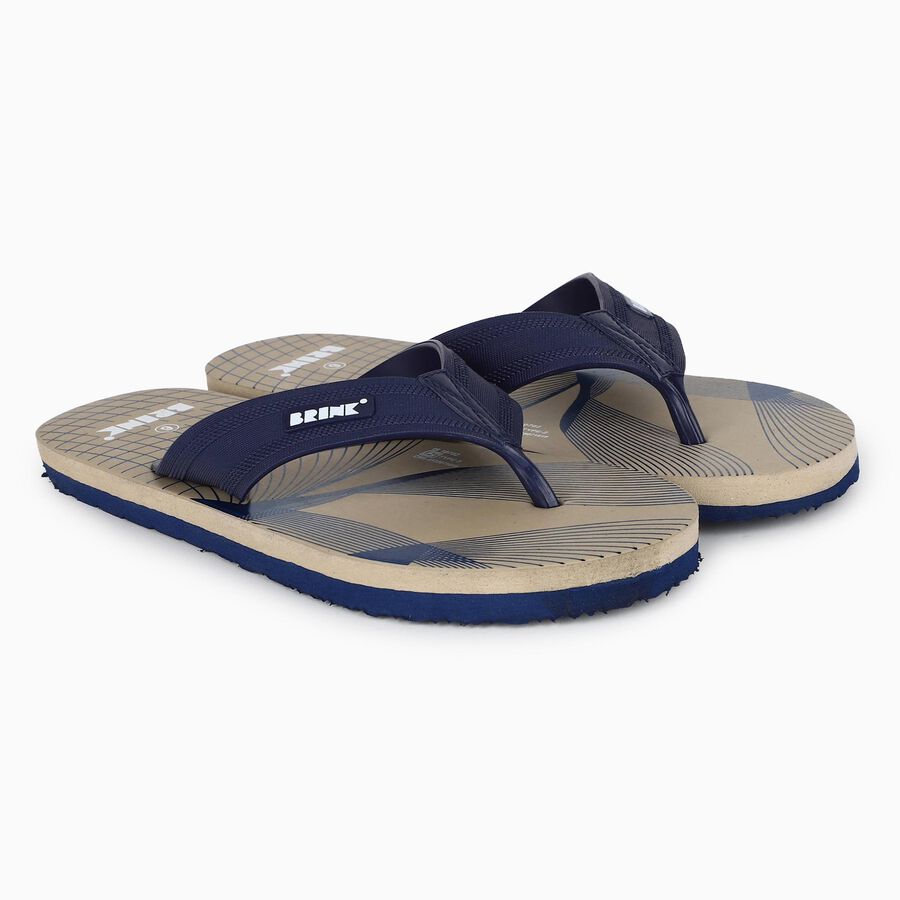 Men's Beige Toe-Post Flip-Flops, गहरा पीला, large