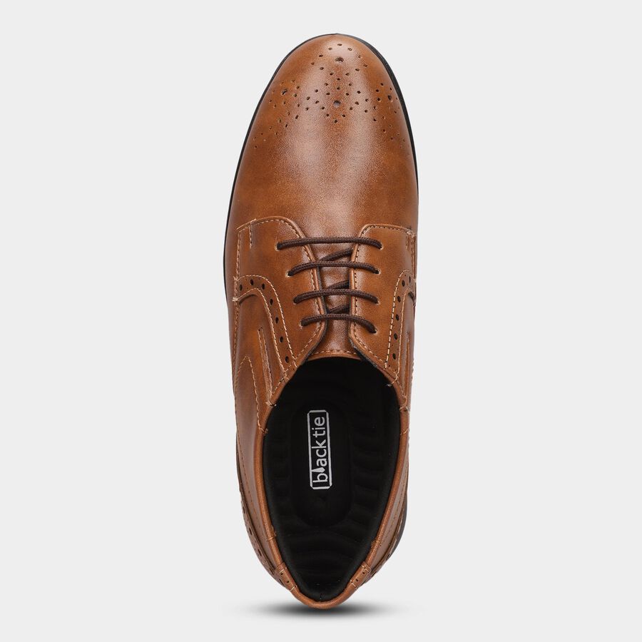Men's Rich Chestnut Brown Lace-Up Formal Shoes, भूरा, large
