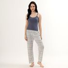 Women's Muted Grey Geometric Printed Full-Length Pyjama, Light Grey, small