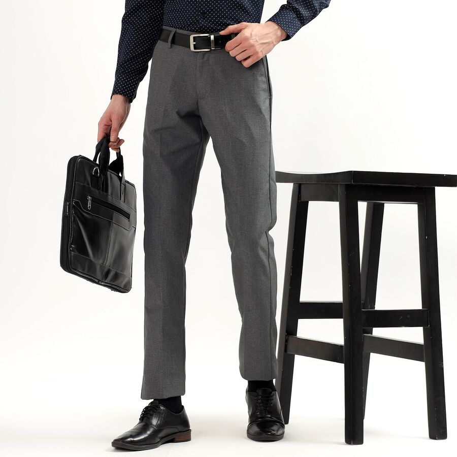 Men's Slim Fit Formal Trousers, हल्का ग्रे, large image number null