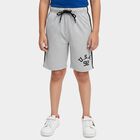 Boys Grey Regular Fit Elastic Waist Bermuda Shorts, Melange Light Grey, small