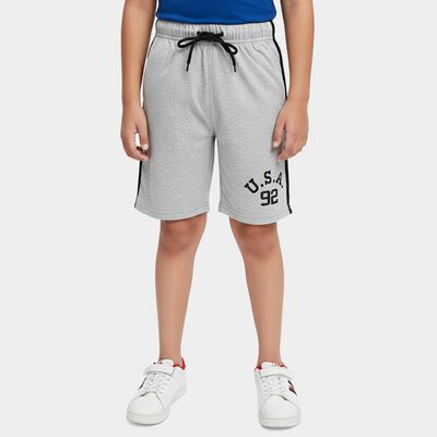 Boys Grey Regular Fit Elastic Waist Bermuda Shorts