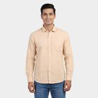 Men's Peach Half Sleeve Spread Collar Casual Shirt, Peach, small