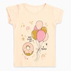 Girls' Soft Peach Cotton Round Neck Casual T-Shirt, Peach, small image number null