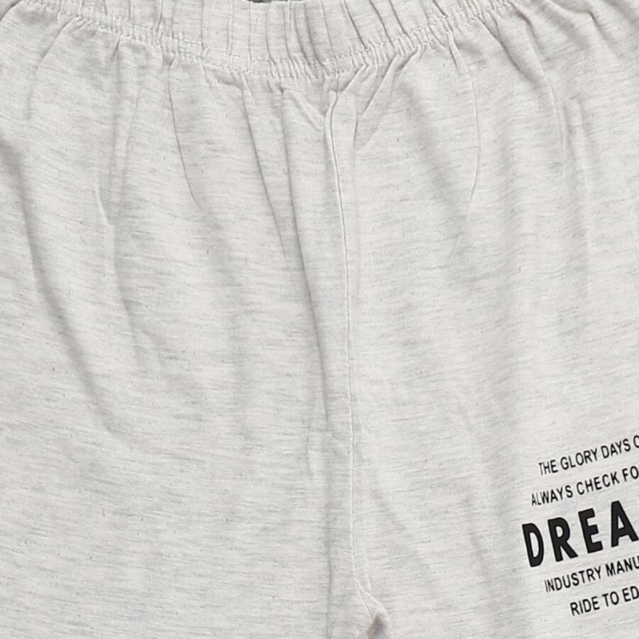 Boys' Ecru Melange Regular Fit Solid Pyjama, एक्रू मिश्रित, large