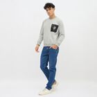 Men's Light Grey Crew Neck Casual Sweatshirt, Light Grey, small image number null