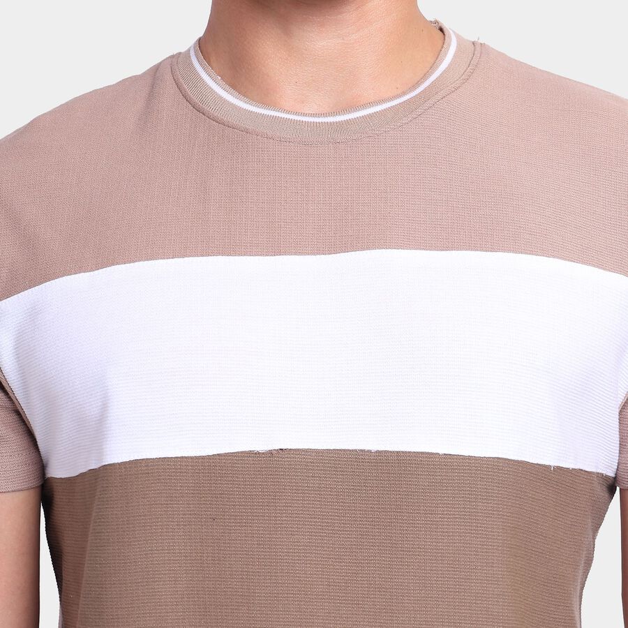 Men's100% Cotton Round Neck Half Sleeves T-Shirt, भूरा, large image number null