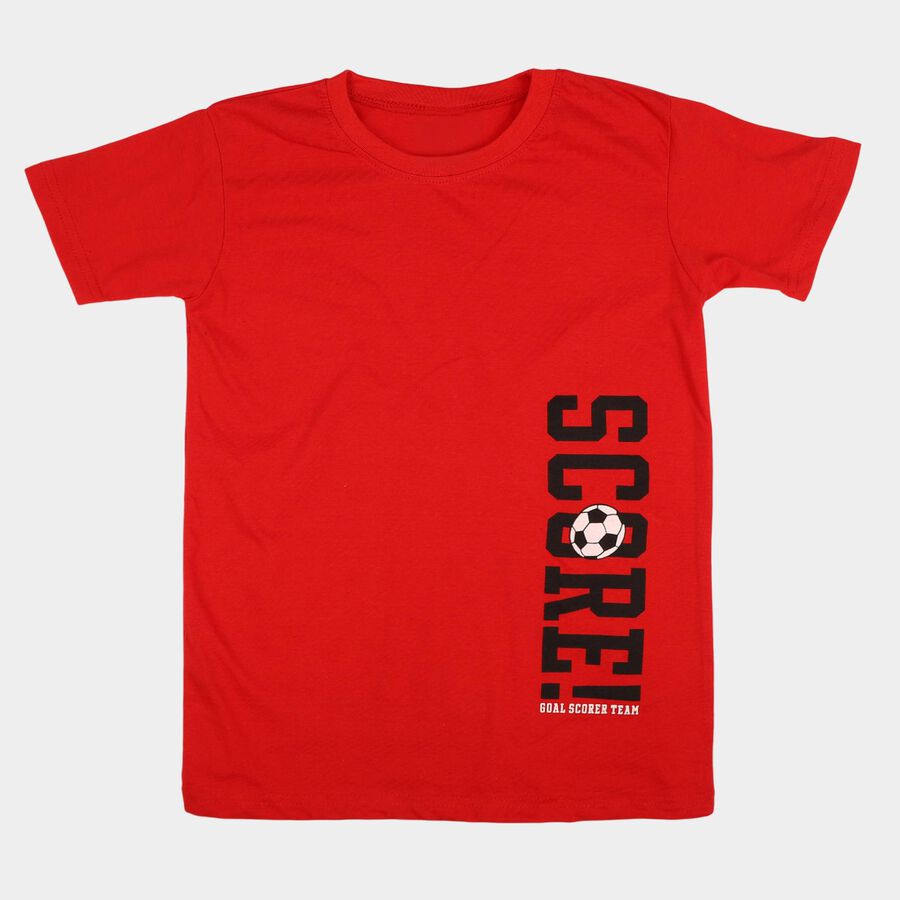 Boys' Half Sleeves T-Shirt, लाल, large