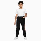 Boys' Jet Black Cotton Blend Printed Pyjama, Black, small