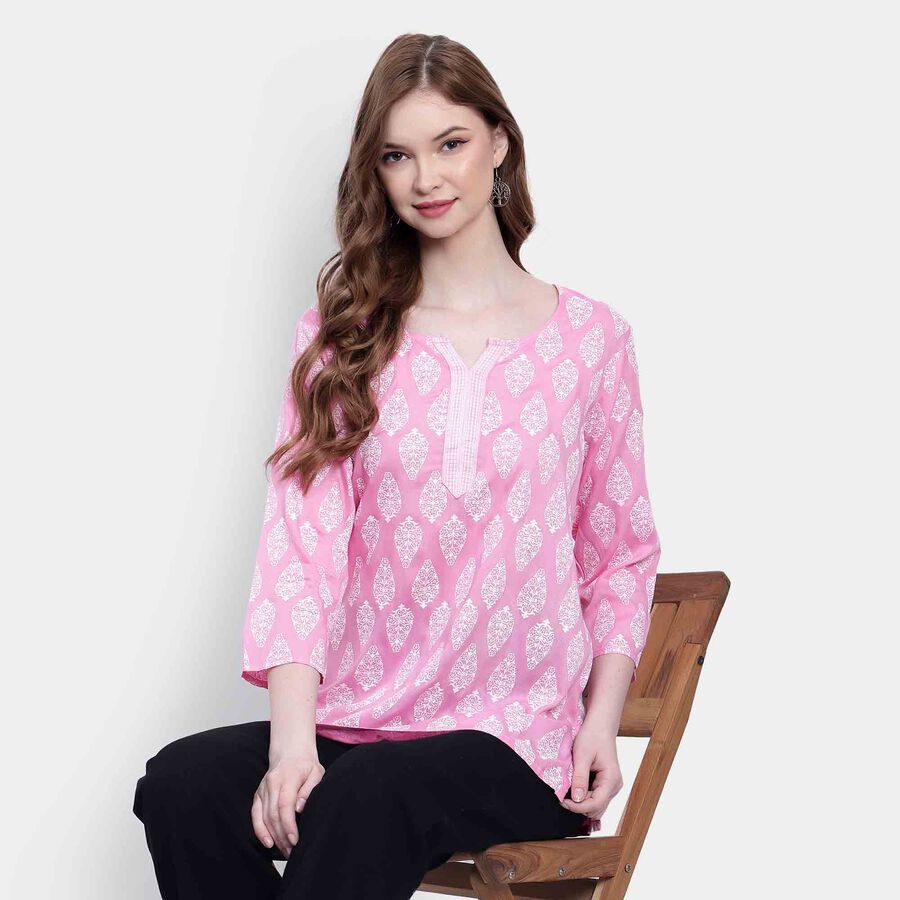 Printed Kurti, Light Pink, large image number null