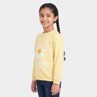 Girls Yellow Round Neck Pullover Sweatshirt, Yellow, small