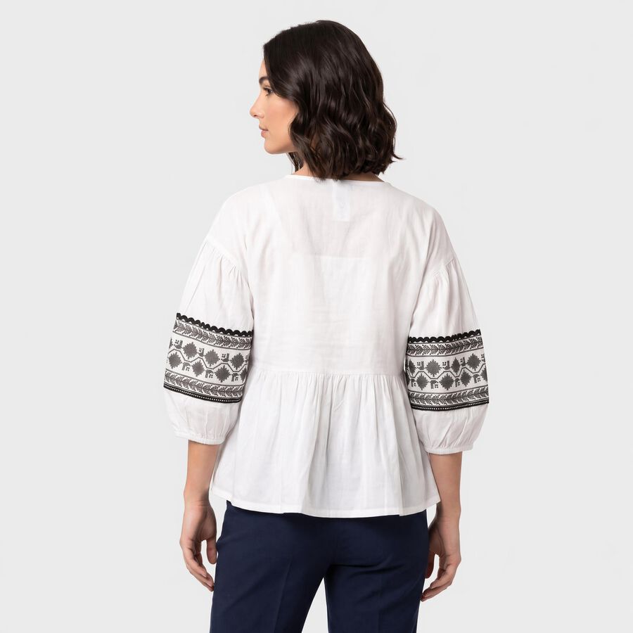 Women White V Neck Shirt, सफ़ेद, large