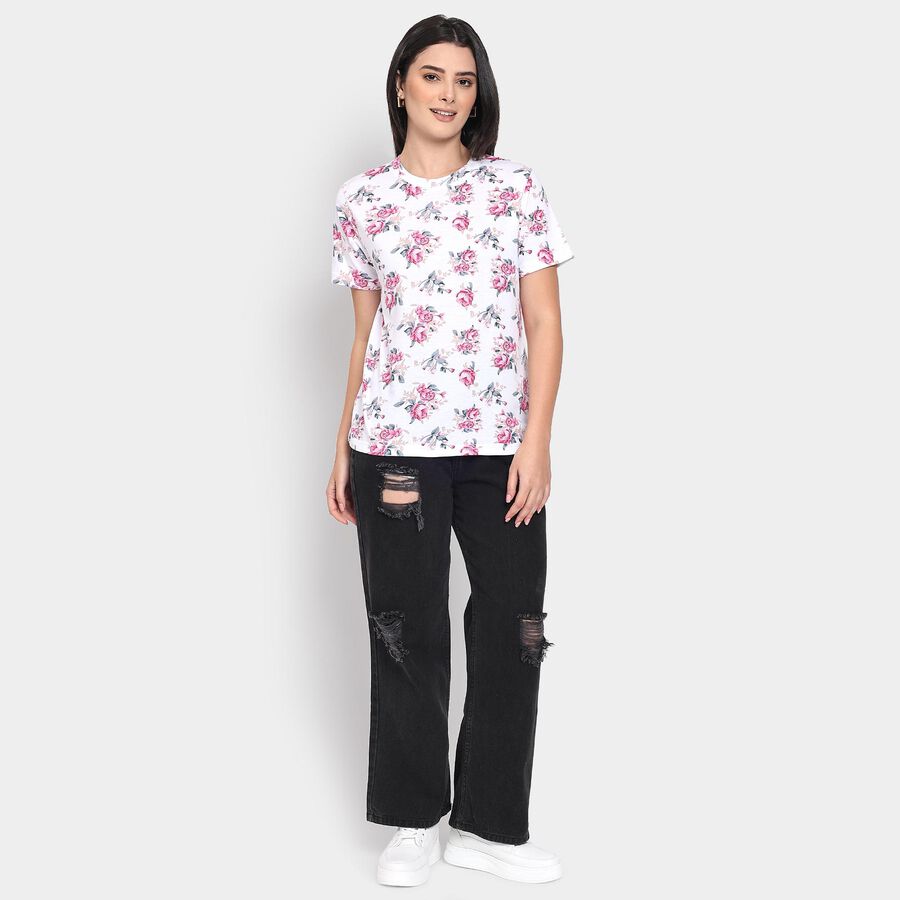Ladies' Round Neck T-Shirt, White, large image number null