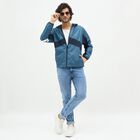 Men's Midnight Blue Hooded Casual Jacket, Mid Blue, small image number null
