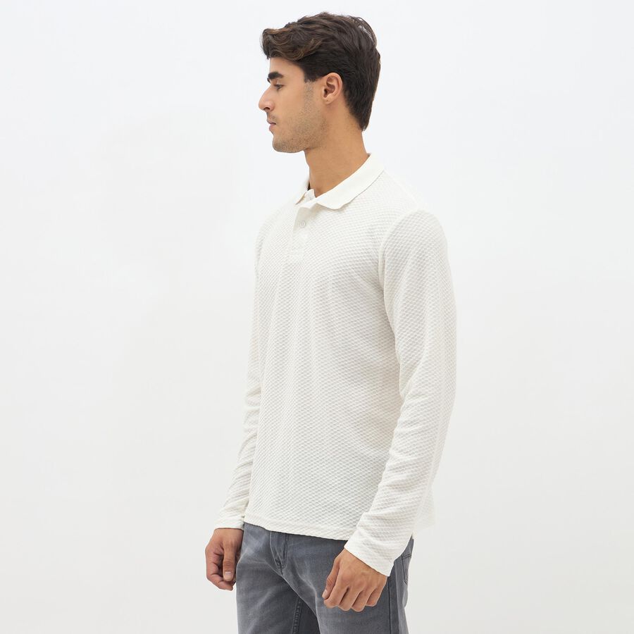 Men's Rich Eggshell White Polo Neck Classic T-Shirt, White, large image number null