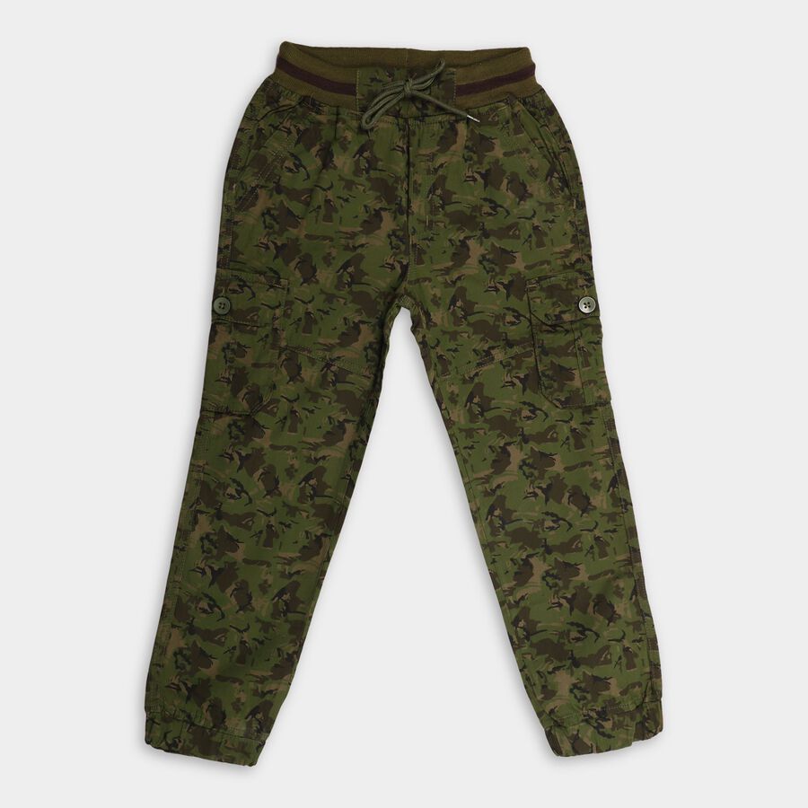 Boy's 100% Cotton Trousers , Dark Green, large image number null