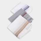 Men's White Cotton Striped Handkerchief Set, सफ़ेद, small image number null