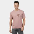 Men's Pink Round Neck Casual T-Shirt, हल्का गुलाबी, small