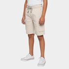 Boys' Beige Regular Fit Elastic Waist Bermuda Shorts, Beige, small