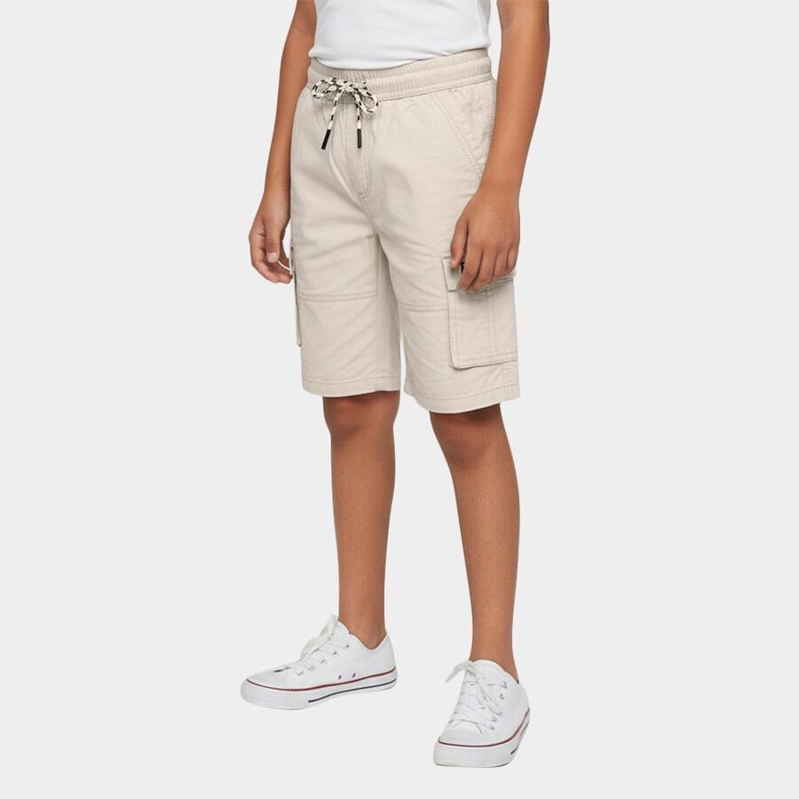 Boys' Beige Regular Fit Elastic Waist Bermuda Shorts, Beige, large