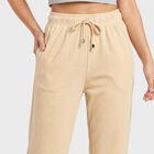 Women's Beige Straight Fit Solid Drawstring Pyjama, Beige, small