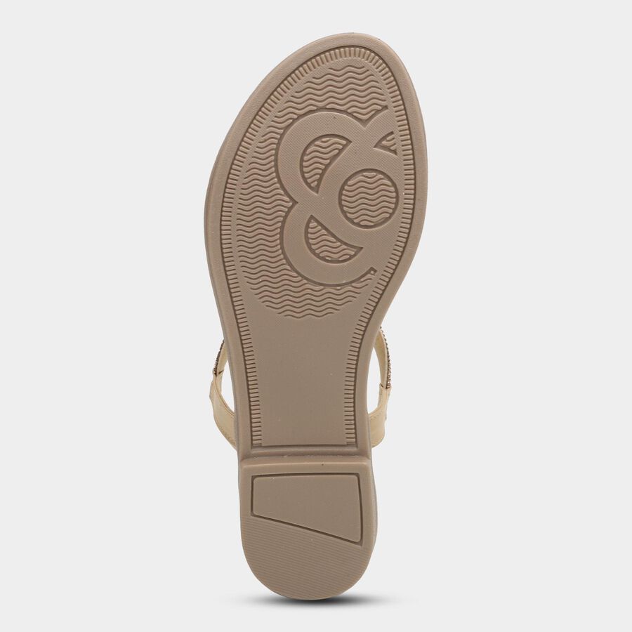 Women's Metallic Gold Strap Flat Sandals, Golden, large image number null