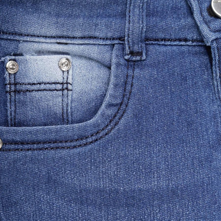 Girls Buttoned Regular Fit Jeans, Dark Blue, large image number null