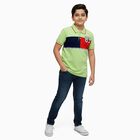 Boys Light Sage Green Cotton Round Neck Casual T-Shirt, हल्का हरा, small