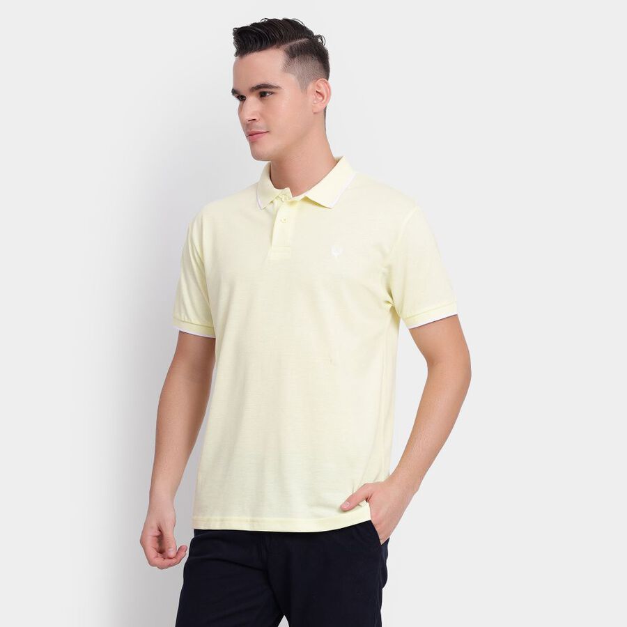 Men's Collared Half Sleeves T-Shirt, Yellow, large image number null