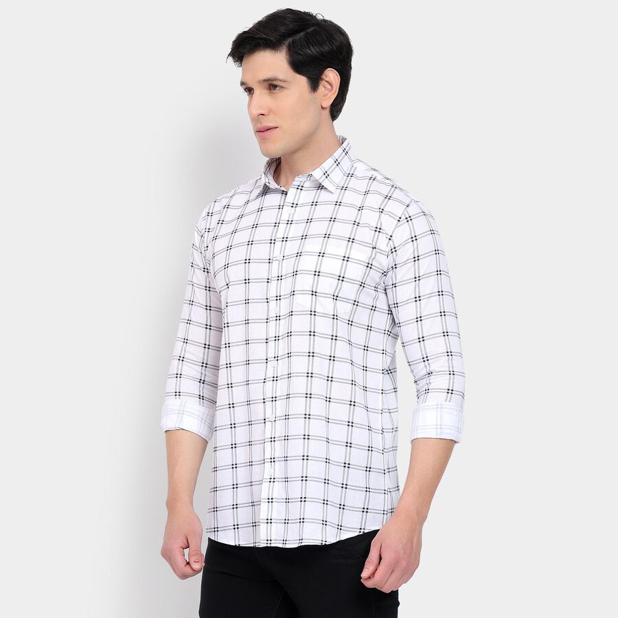 Men's 100% Cotton Casual Shirt, White, large