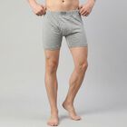 Men's Grey Regular Fit Solid Trunks, मिश्रित हल्का ग्रे, small