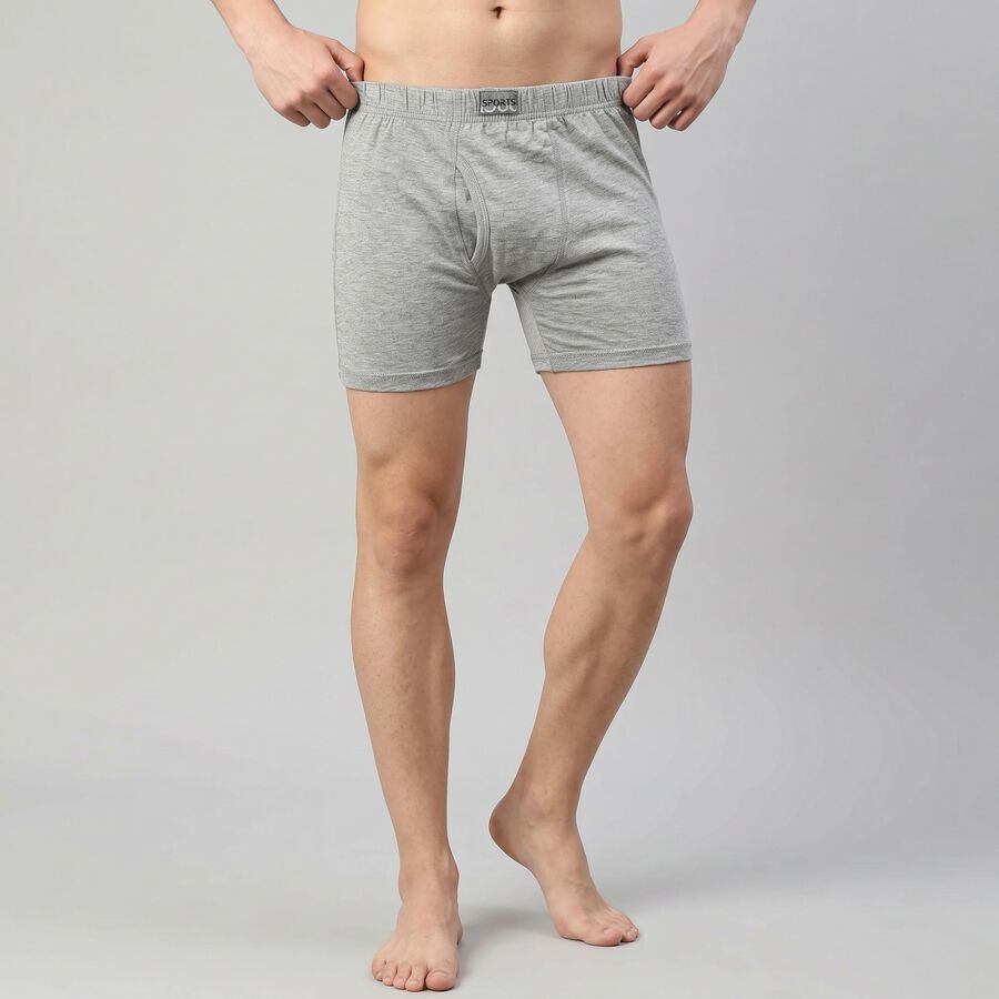 Men's Grey Regular Fit Solid Trunks, मिश्रित हल्का ग्रे, large