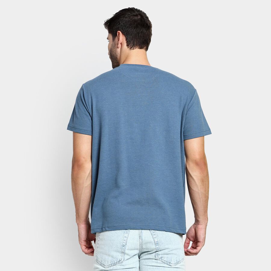 Men's Round Neck Half Sleeves T-Shirt , मध्यम नीला, large image number null