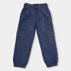 Girls' Stonewashed Blue Wide Leg Pull Up Jeans, Dark Blue, small image number null