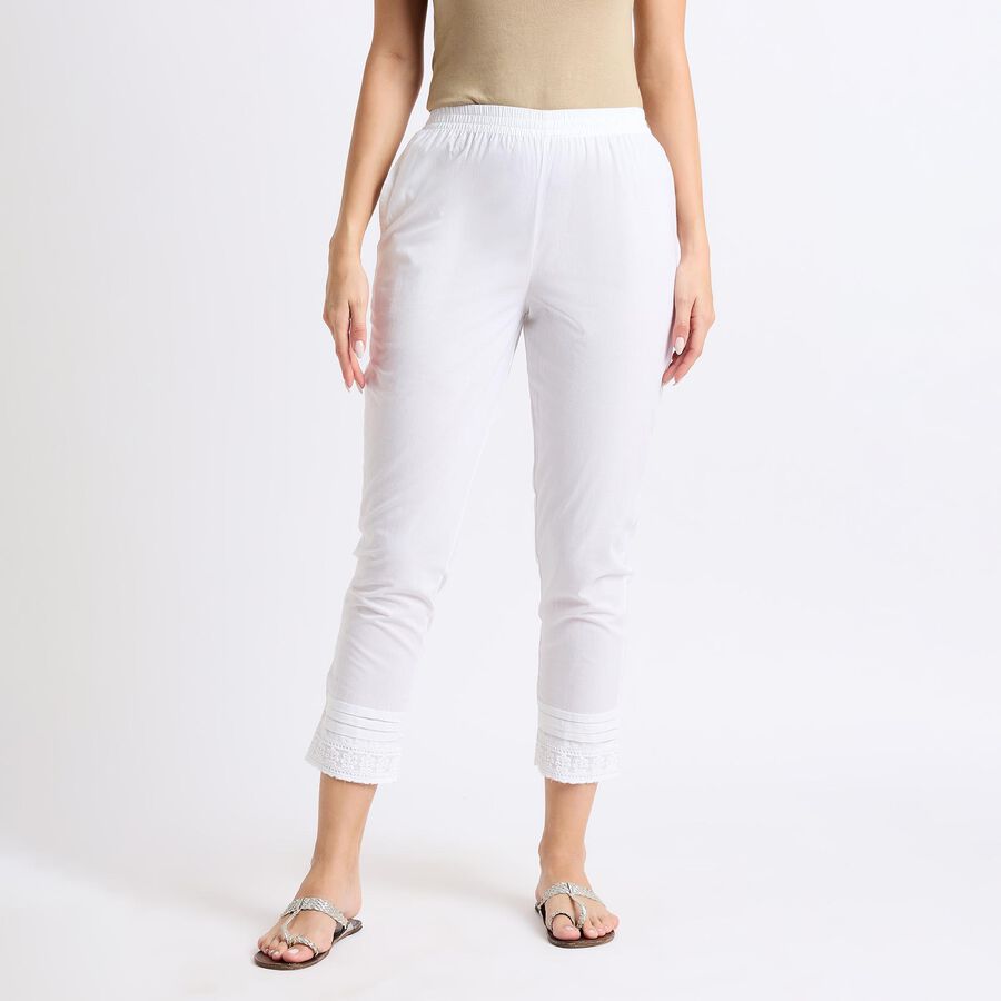 Ladies' 100% Cotton Palazzos , Off White, large image number null