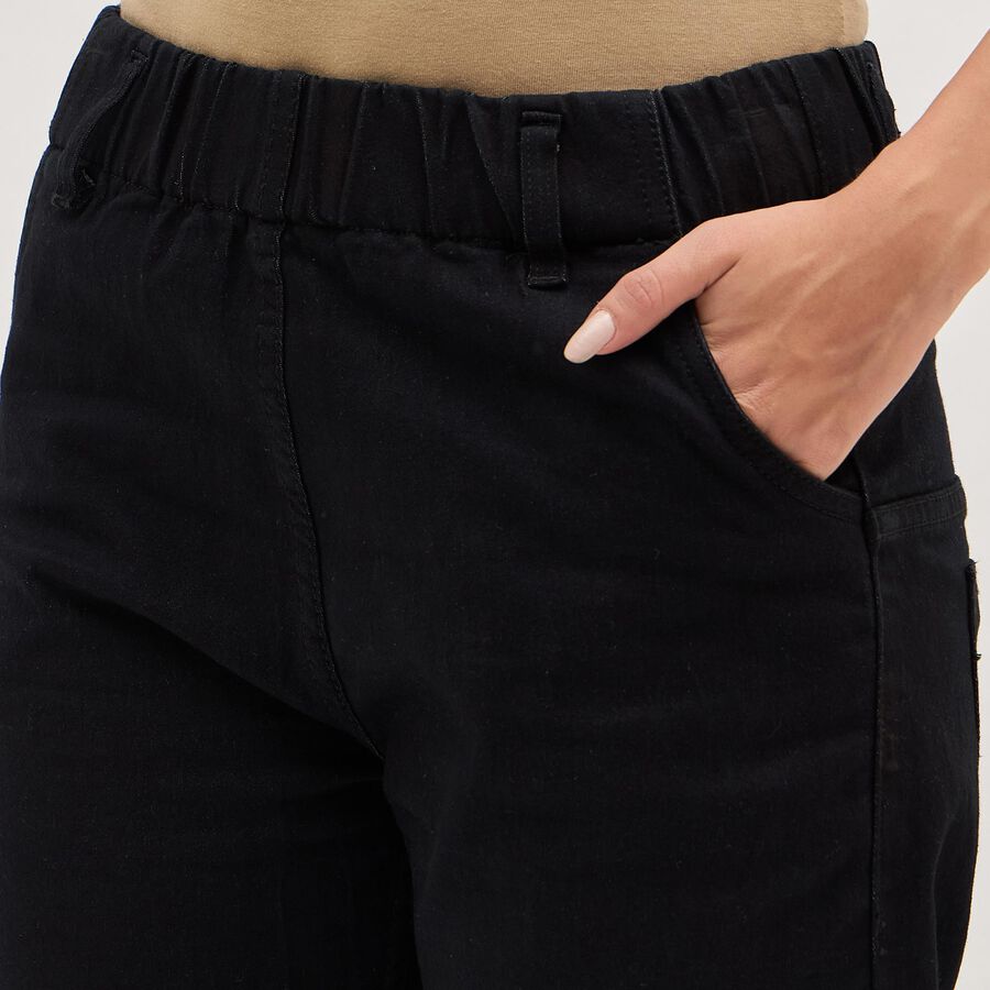 Women's Jet Black Wide-Leg High-Rise Jeans, Black, large image number null