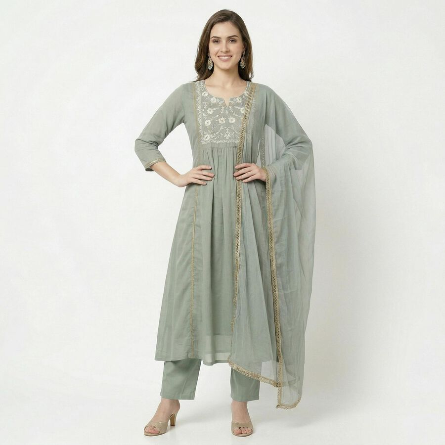 Women's Light Blue Ethnic Set, हल्का नीला, large