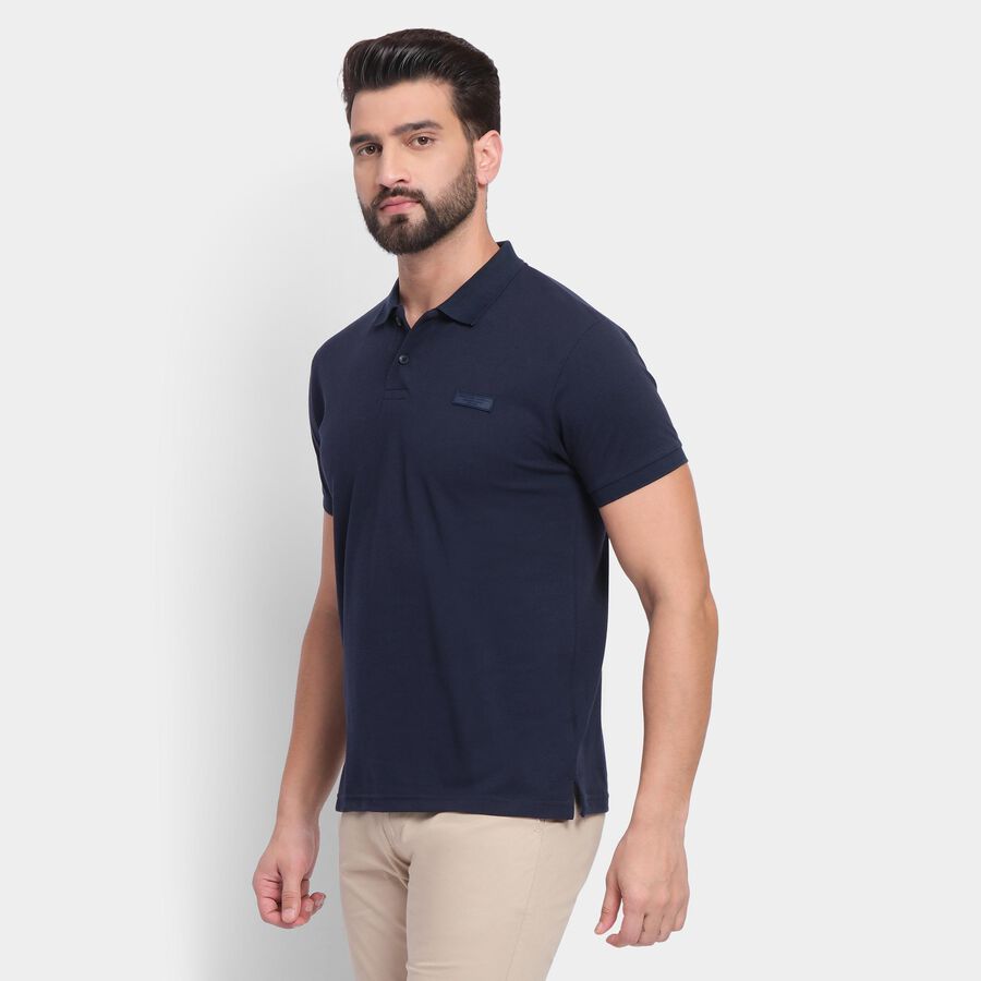 Men's Collared Half Sleeves T-Shirt , Dark Blue, large image number null