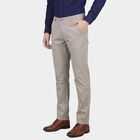 Men's Silver Slim Fit Flat-Front Casual Trousers, सिल्वर, small