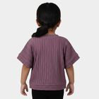 Girls' Muted Plum Purple Round Neck Casual T-Shirt, Purple, small