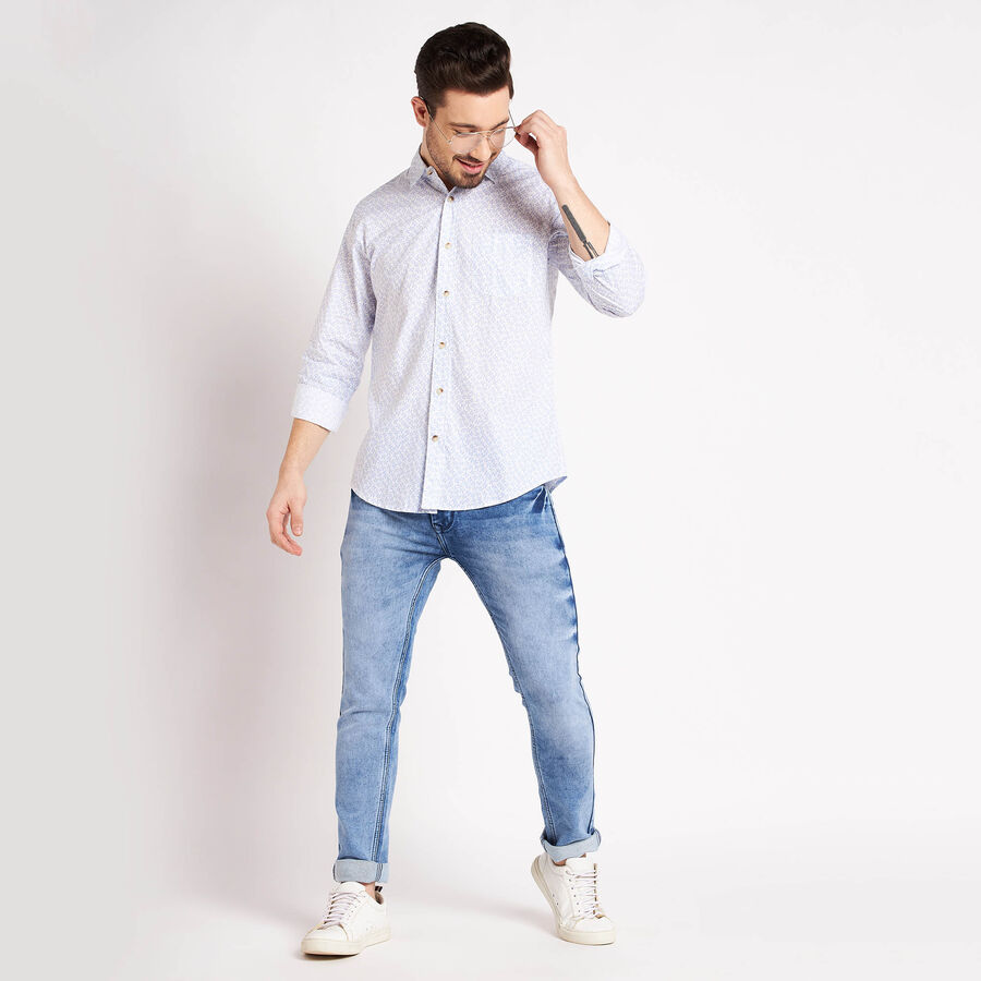 Cotton Printed Casual Shirt, Light Blue, large image number null