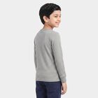 Boys' Grey Long Sleeve Thermal, Melange Mid Grey, small
