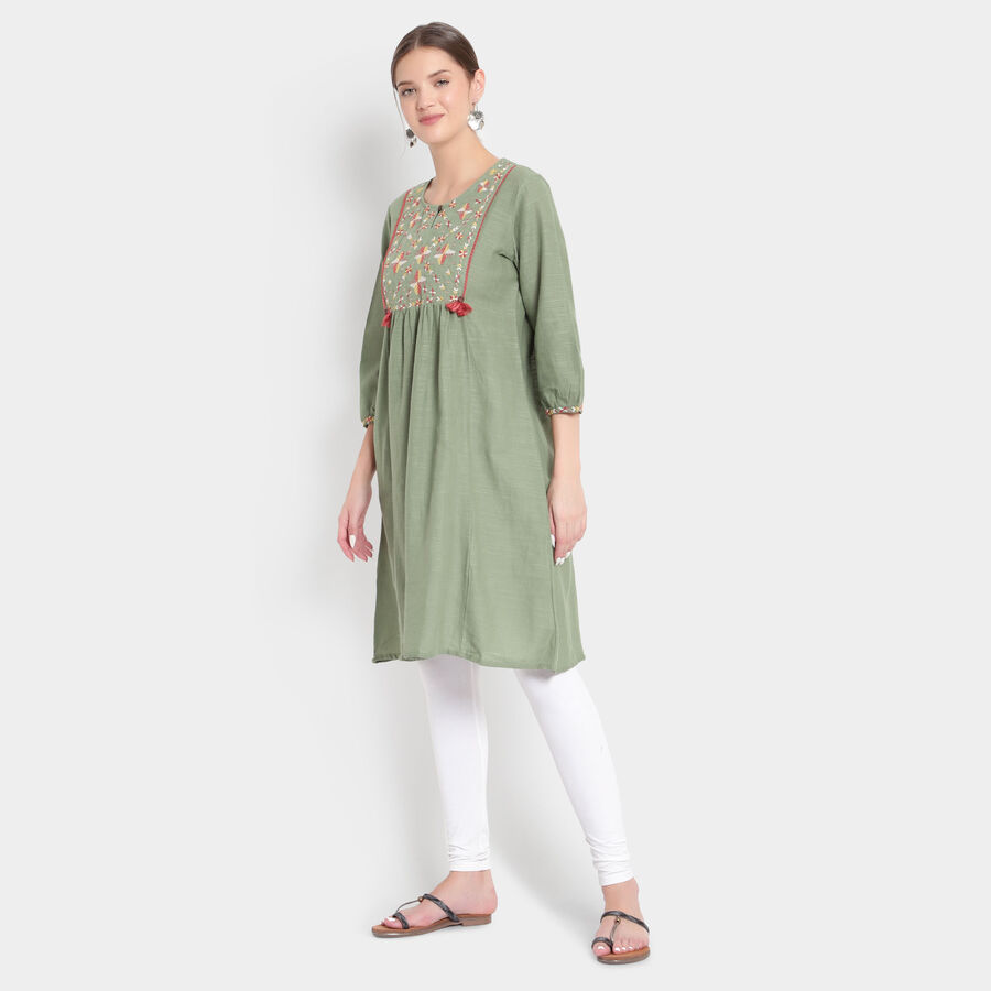 3/4Th Sleeves Empire Line Kurta, Light Green, large image number null